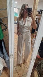 CONJUNTO CHALECO Y PANTALÓN PINZAS CREMA