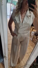 CONJUNTO CHALECO Y PANTALÓN PINZAS CREMA - Imagen 4