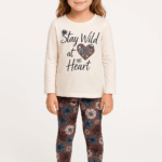 CONJUNTO CAMISETA Y LEGGING CORAZON CREMA