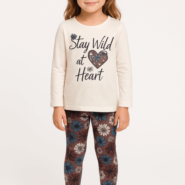 CONJUNTO CAMISETA Y LEGGING CORAZON CREMA